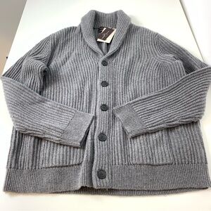 NWT Black Brown 1826 Cardigan Lambswool Blend Gray Shawl Collar XXL Grandpacore